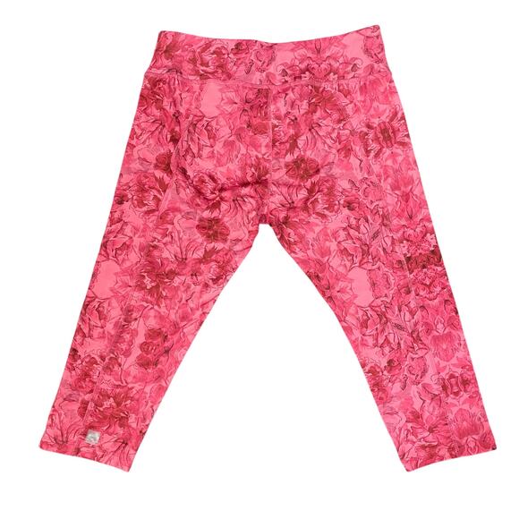 LuLaRoe Jade Capri Leggings Floral Athletic Stretch Women's sz M Pink NEW - Picture 2 of 13